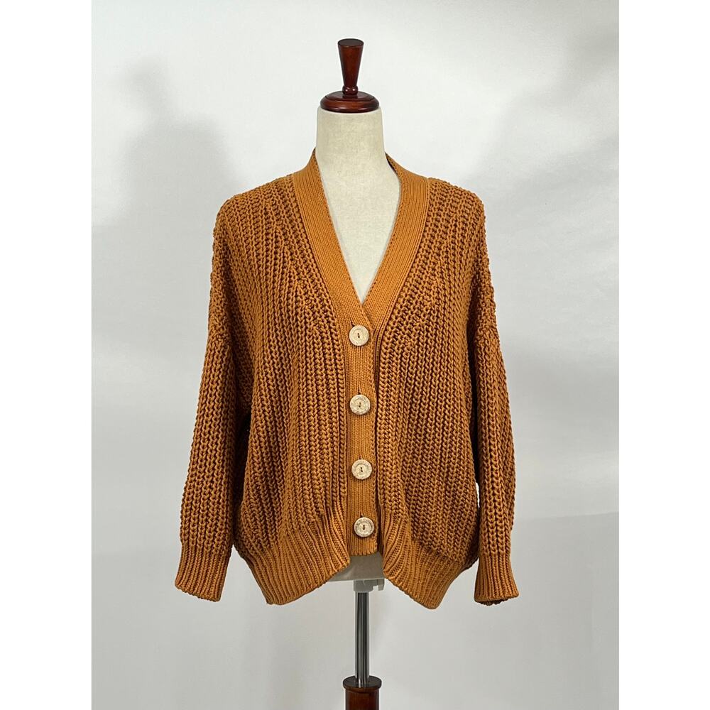 BABAA Sz OS S M L Cardigan No 18 Mi Tierra Rust Burnt Orange Cotton - Picture 5 of 12